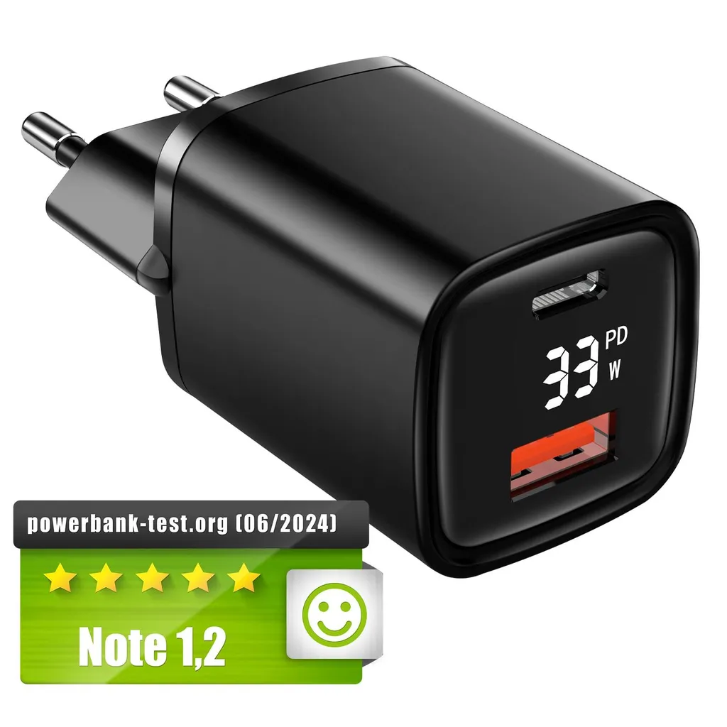 Alimentatore Eaxus 33W USB-C e USB-A con Display - Sicurezza QC4.0