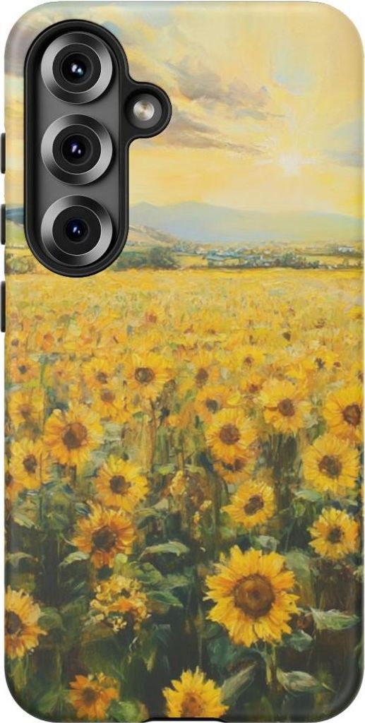 Sonnenblumenfeld im Morgenlicht – Hülle Kompatibel mit Galaxy S25