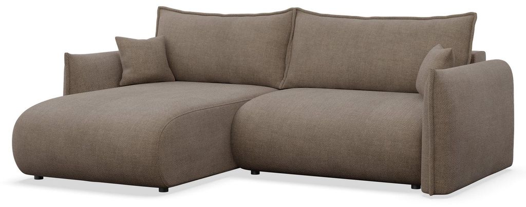 Selsey Cushi – Ecksofa mit Schlaffunktion, Ottomane links, Hellbraun-Chenille