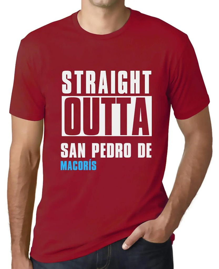 Herren Grafik T-Shirt Straight Outta San Pedro De Macorís Öko-Verantwortlich Vintage Jahrgang Kurzarm Lustige Druck Geburtstag Geschenk Mann