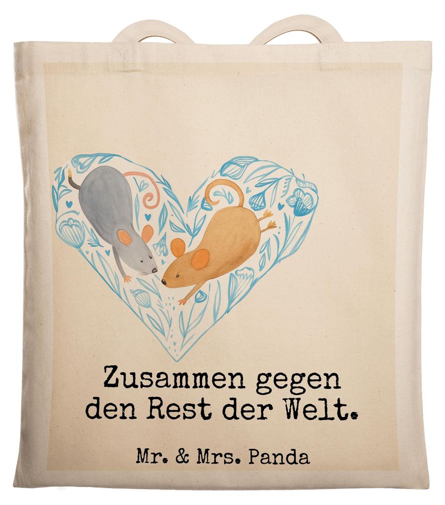 Mr. & Mrs. Panda Jutebeutel Hochzeit Mäuse Herz Design - Weiß - Geschenk, Liebe, Tasche, Freund, Shopping, Hochzeitskarte, Laptoptasche, Tote Bag...