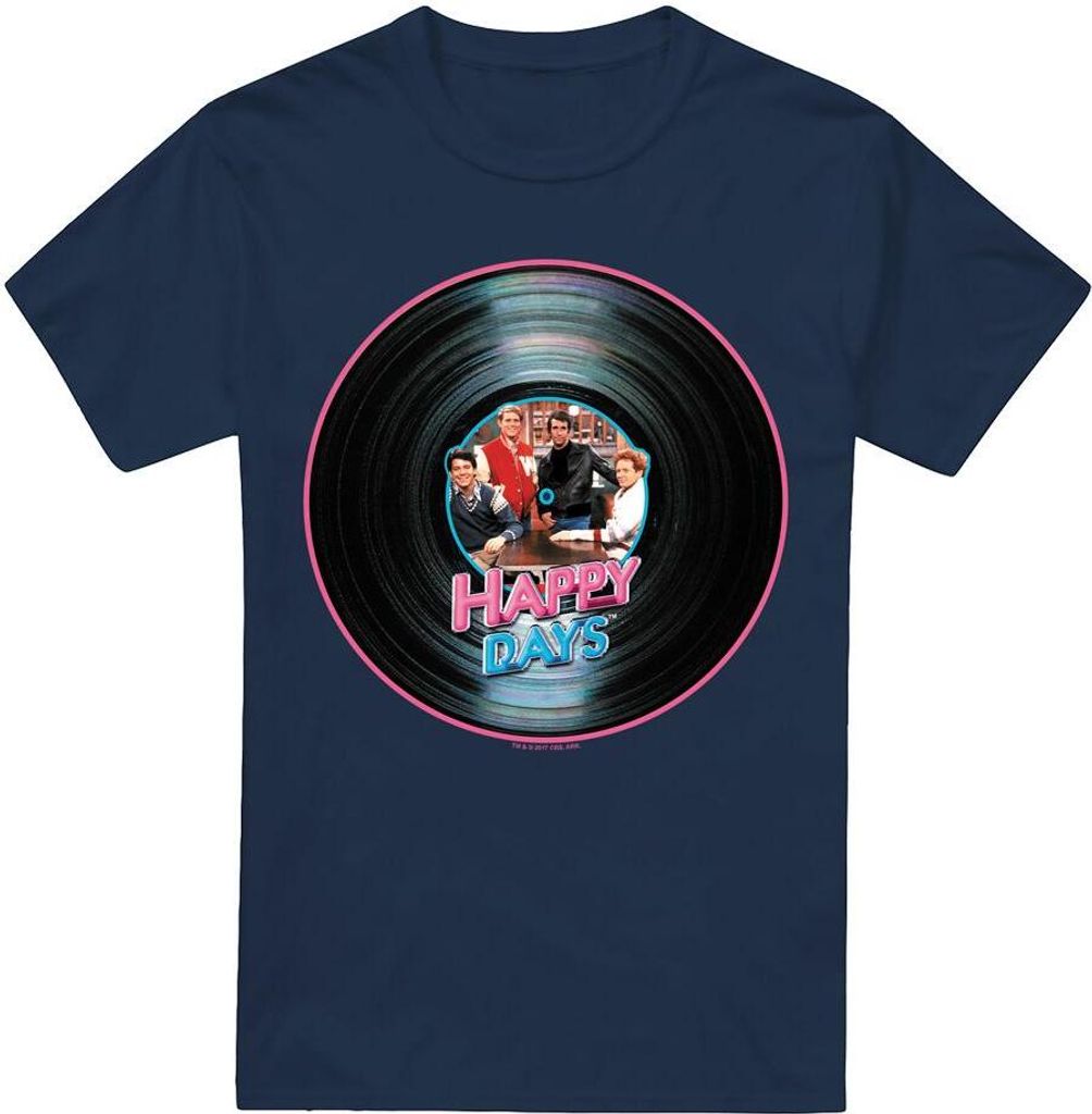 Happy Days - "On the Record" T-Shirt für Herren TV13586 (XXL) (Marineblau)