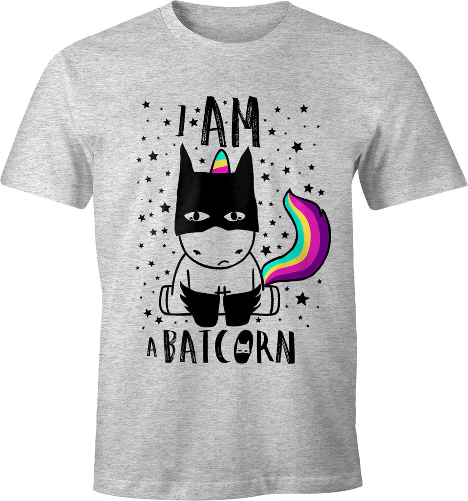 Batcorn Shirt Herren Einhorn Unicorn Fun-Shirt Moonworks grau-meliert XL