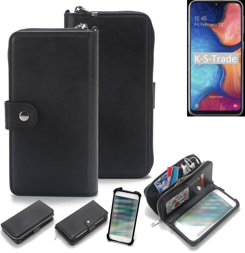 K-S-Trade 2in1 Handyhülle Schutzhülle kompatibel mit Samsung Galaxy A20e & Portemonnee Cover Handy Hülle Case Etui Geldbörse Wallet Bookstyle