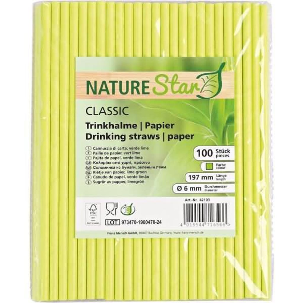 NATURE Star Papiertrinkhalme Classic 197 mm limettengrün Produktbild 