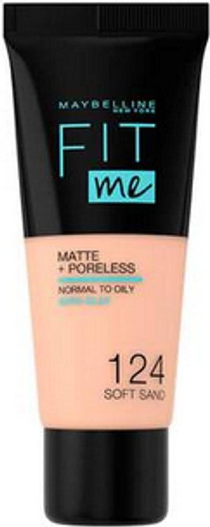 Maybelline Fit Me! Foundation Matte + Poreless Flüssiges Make Up mit mattierender Wirkung 124 Soft Sand 30 ml