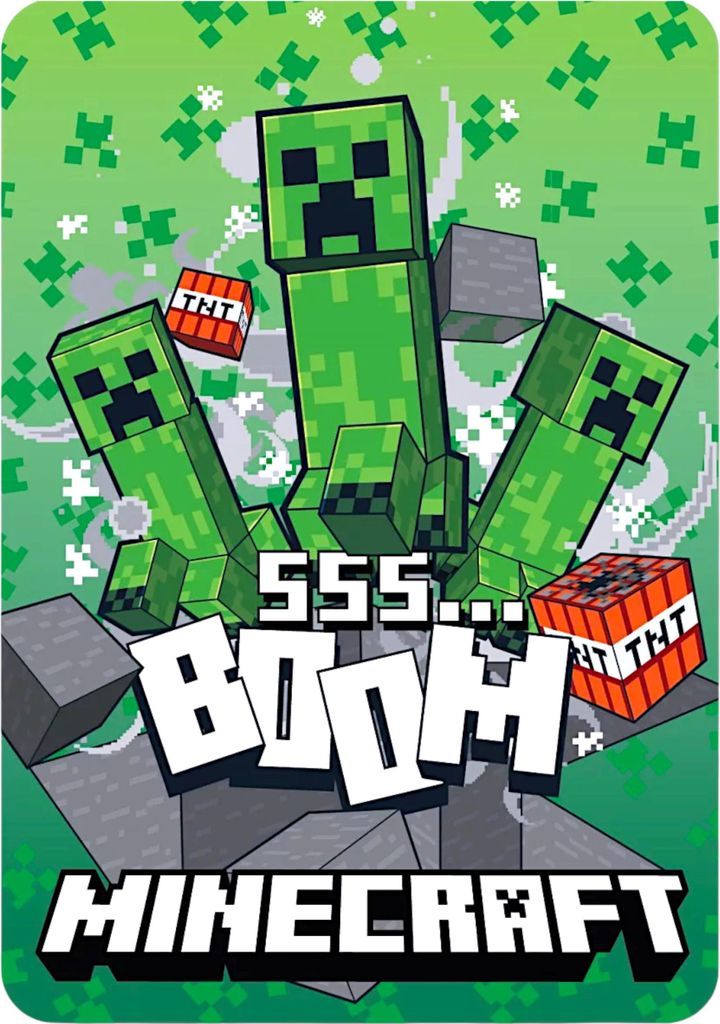 Minecraft Fleecedecke - Kinder weiche Kuscheldecke - Kinderdecke 140 x 100 cm