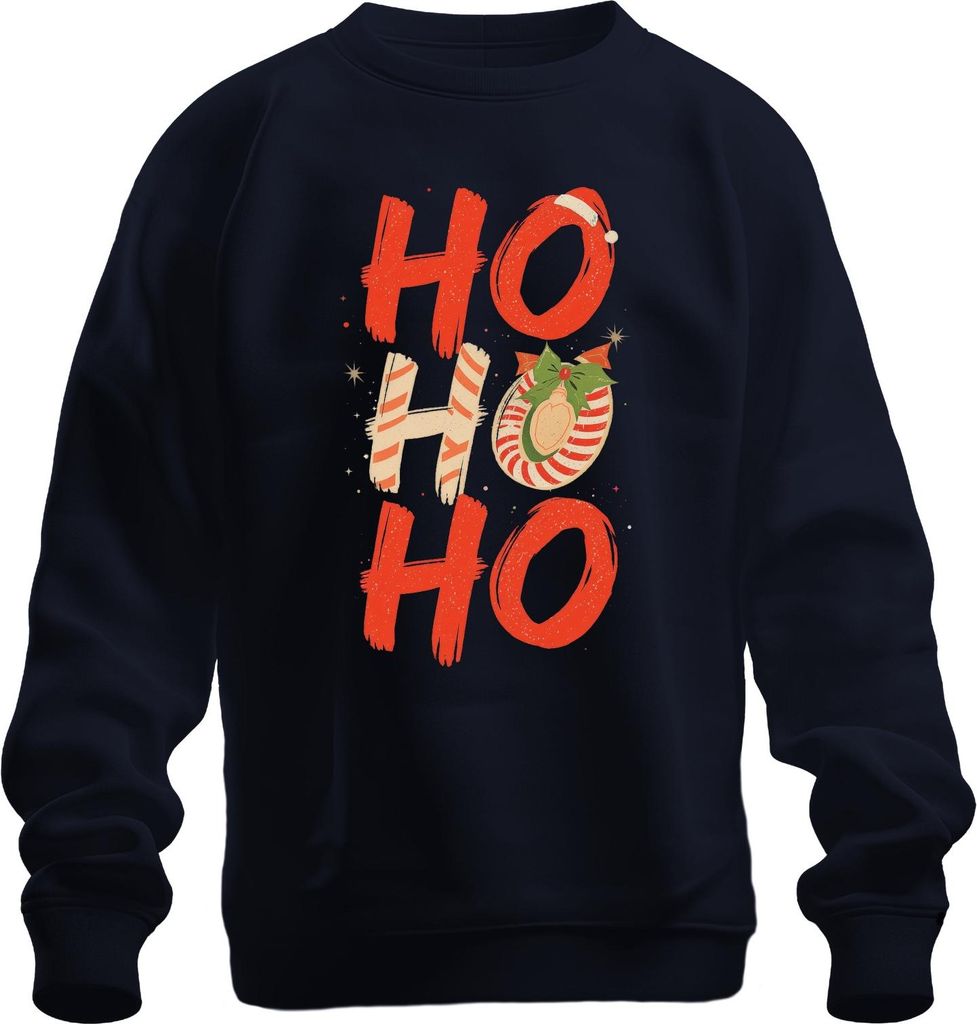 HO HO HO Weihnachten Weihnachtskugel Zuckerstange Retro festlich Uni Sweatshirt Pullover, Navy, S