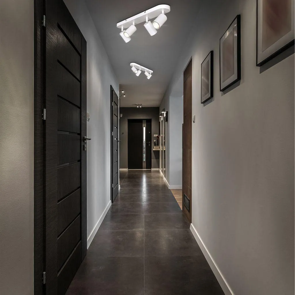 Rampe de Spots Orientables 4 Lumières GU10 Blanc Mat pour Salon - 4