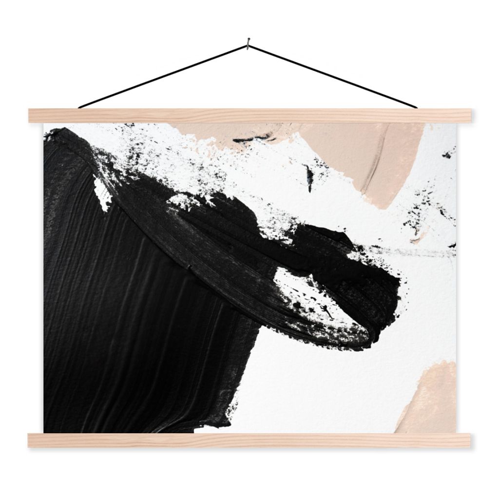 MuchoWow Textilposter Farbe - Design - Abstrakt 120x90 cm mit holzfarbenen Rahmen - Magnetisch