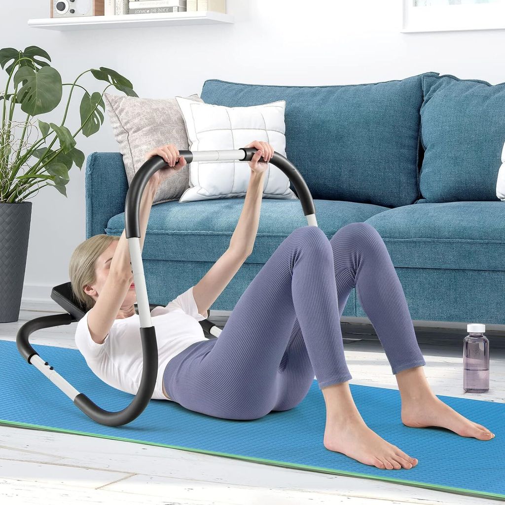 GOPLUS Bauchtrainer & AB Roller - Gepolsterte Kopfstütze - Stahlkonstruktion - 100kg Belastung - 73x73x64cm