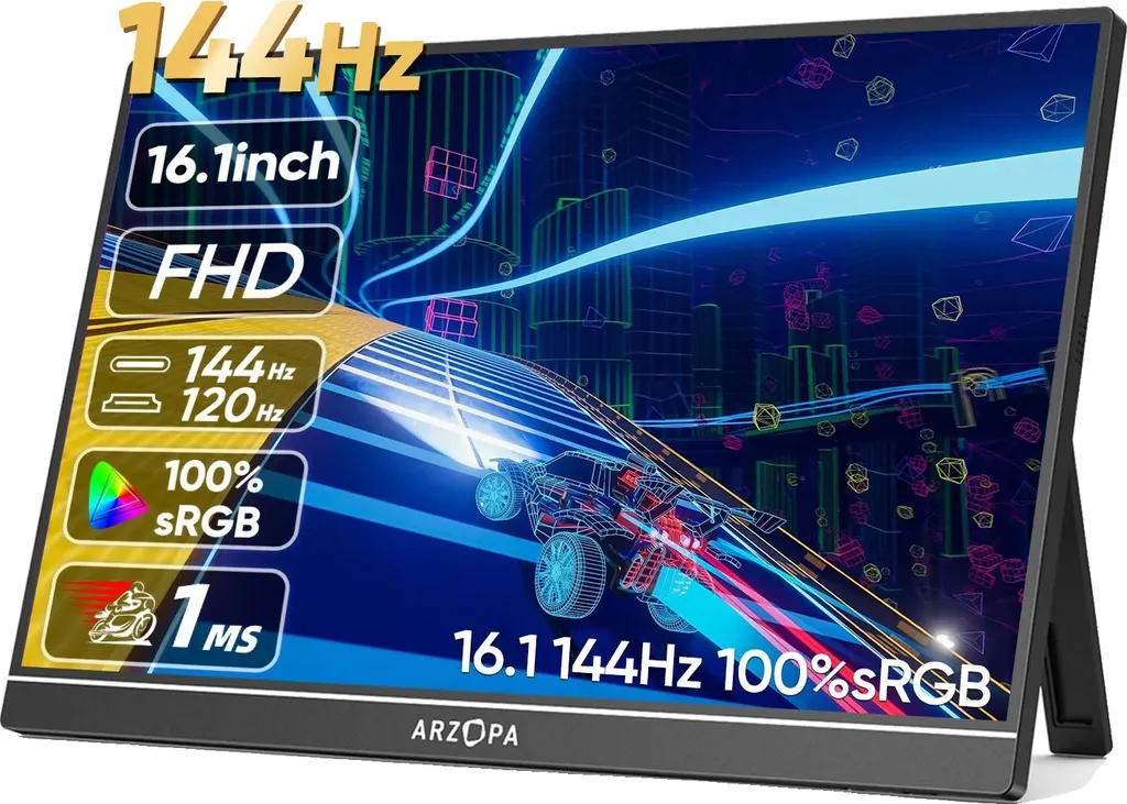 Écran secondaire gaming portable 16.1" 144Hz Full HD pour PC et PS5