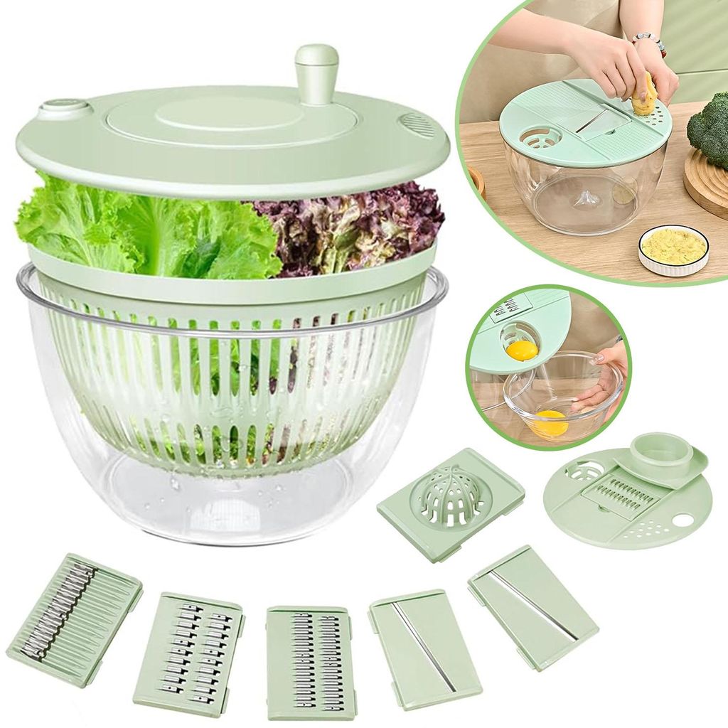 2-in-1 Salatschleuder, Multifunktionaler Gemüseschneider Produktbild 