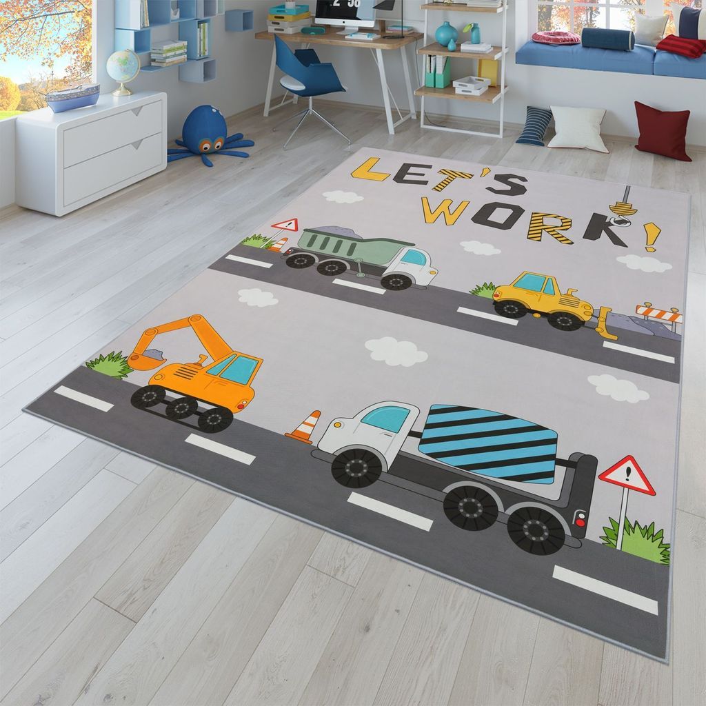 TT Home Kinderzimmerteppich Teppich Junge Mädchen Kinderteppich Baby Rutschfest Straße Größe 200 cm Quadrat