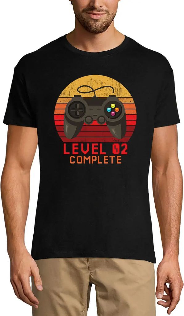 Herren Grafik T-Shirt Level 2 freigeschaltet - für Gamer – Level 2 Unlocked - For Gamer – Öko-Verantwortlich Vintage Jahrgang Kurzarm Lustige...