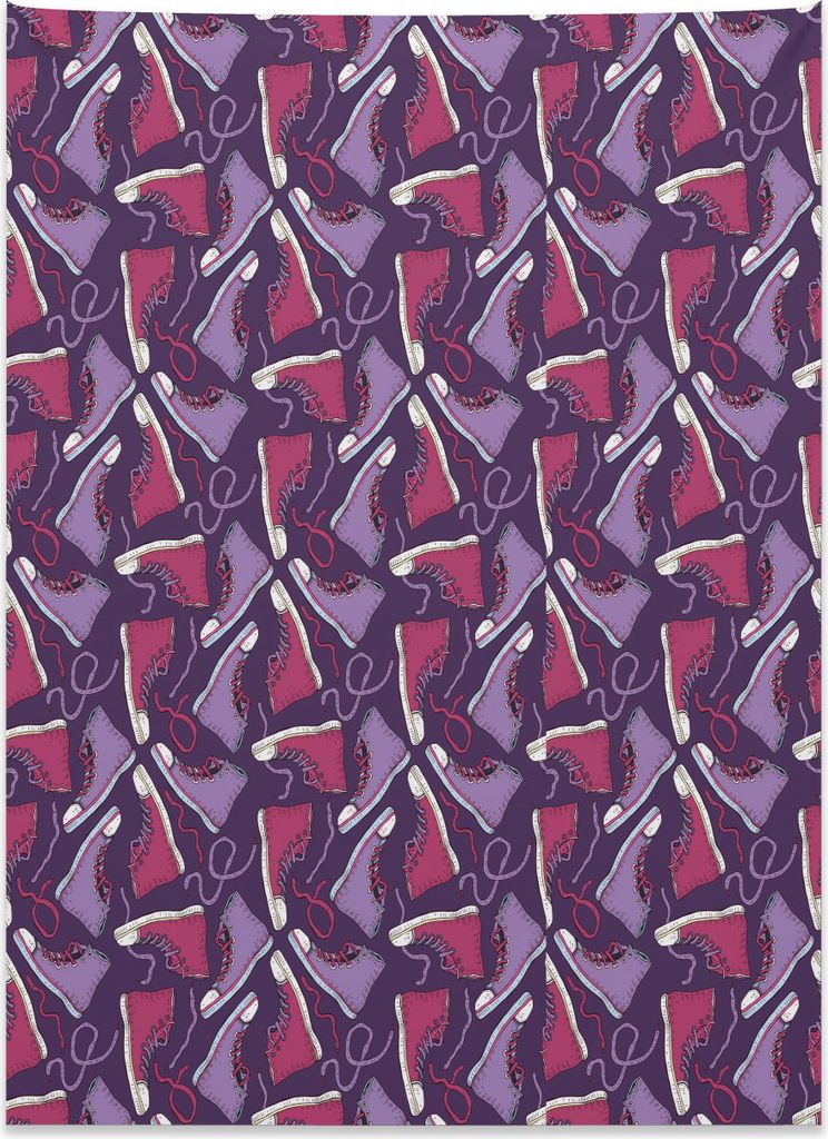 Abakuhaus Teen Wandteppich, Turnschuhe Sketch Schuhe aus Weiches Mikrofaser Stoff Kein Verblassen Klare Farben Waschbar, 110 x 150 cm, Lavendel Mag...