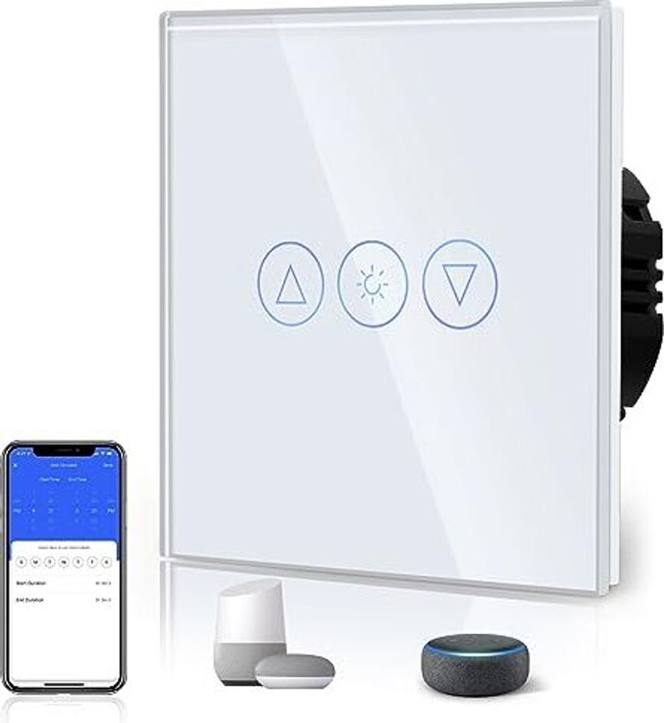 BSEED Dimmer Smart Alexa Lichtschalter 300W Touch Control WIFI Wandlichtschalter (Neutrale Leitung Erforderlich) mit Alexa/Tuya/Google Home 1 Fach