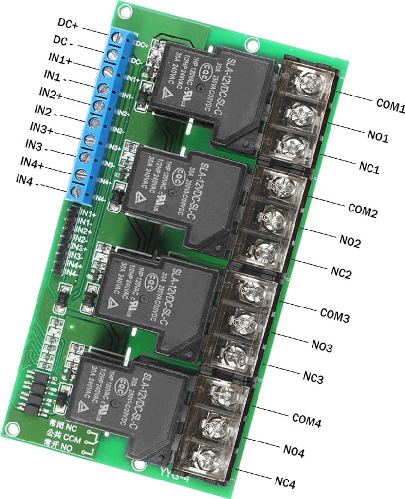 Modulo Relè 4 Canali 12V 30A: Controllo Carichi Potenti per Domotica