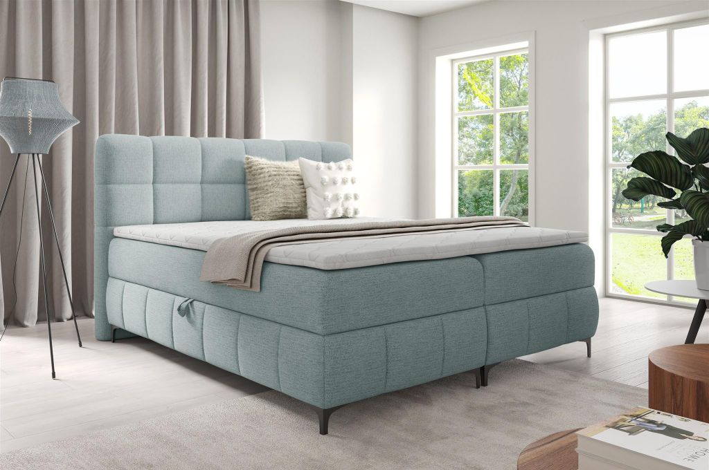 Boxspringbett Schlafzimmerbett SOPHIE 180x200cm Stoff Aragon Sky