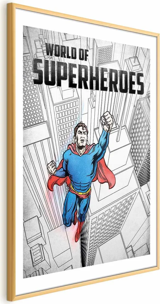 Idee Regalo: Poster Supereroi con Cornice Oro 40x60 e Margine