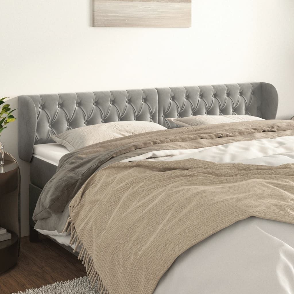 Maison Exclusive - Kopfteil mit Ohren Hellgrau 183x23x78/88 cm Samt