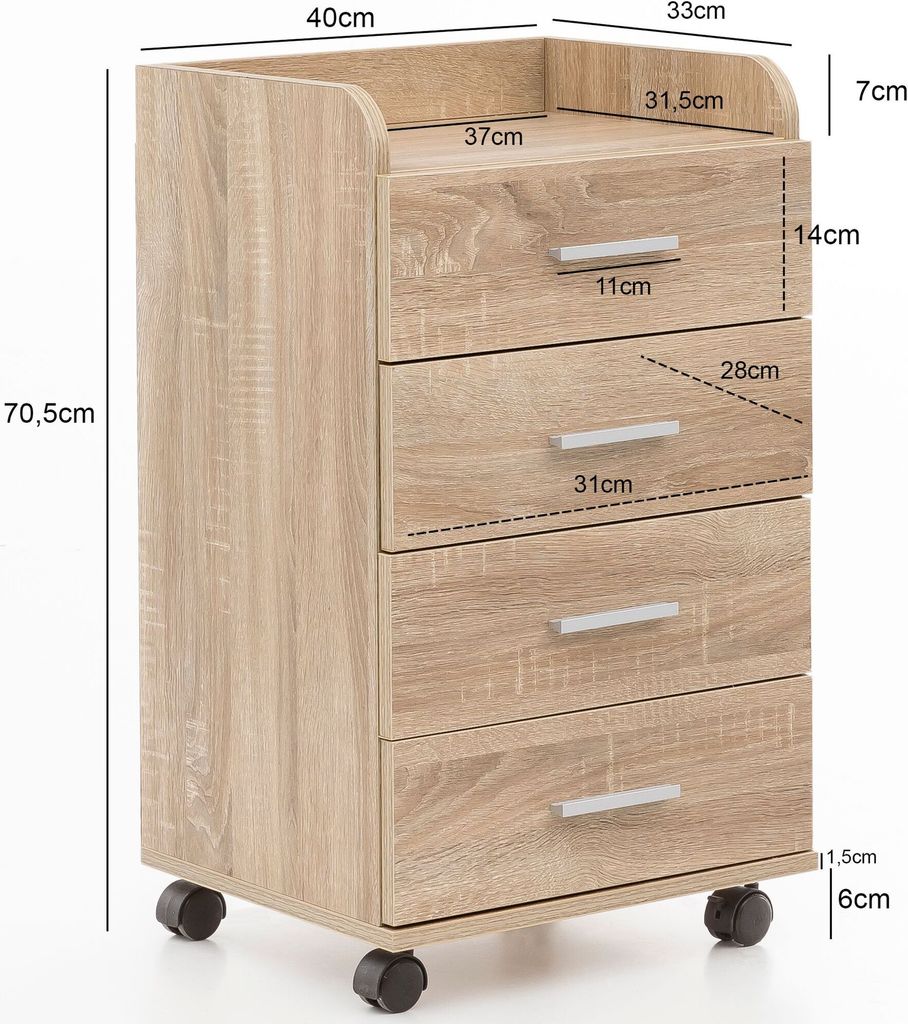 FineBuy mobilný podstavec 40 x 70,5 x 33 cm, stolový Obrázok produktu 8