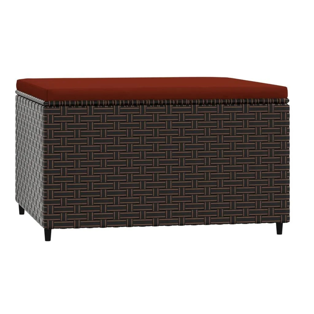 Sgabello da giardino con cuscino in polirattan marrone