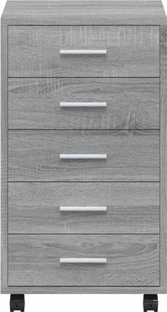 Cassettiera SYFAX™ Grigio Sonoma Legno Multistrato Ruote Salvaspazio Casa - 5