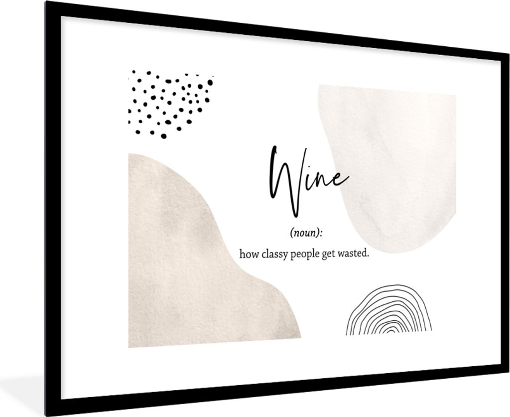 MuchoWow Gerahmtes Poster Sprichwörter - Wein - Wörterbuch - Zitate - Definition von Wein 90x60 cm - Poster mit Schwarzem Bilderrahmen Wandpost...