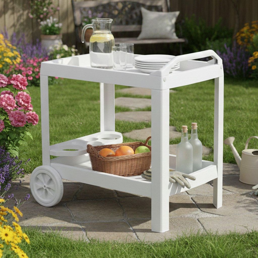 Chidester - Carrello, 53x74x73h cm Bianco, 2 Ripiani  Italy Immagine del prodotto 
