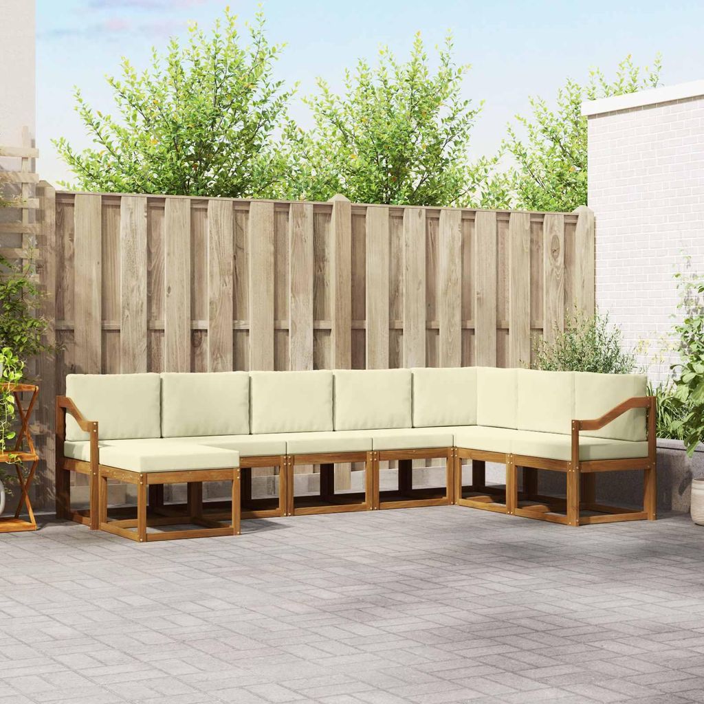 "Neues Produkt" Outdoor-Sofagarnitur ANTI-UV - CLORIS - mit Kissen - 8 pcs - Natur und Creme - Modern Gartensofas V168