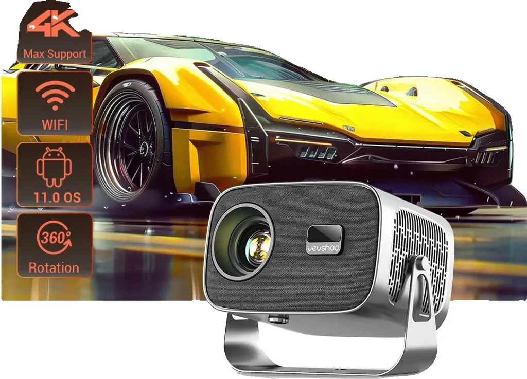 Mini Projecteur pour Soirée Cinéma et Gaming - HD 720p Luminosité