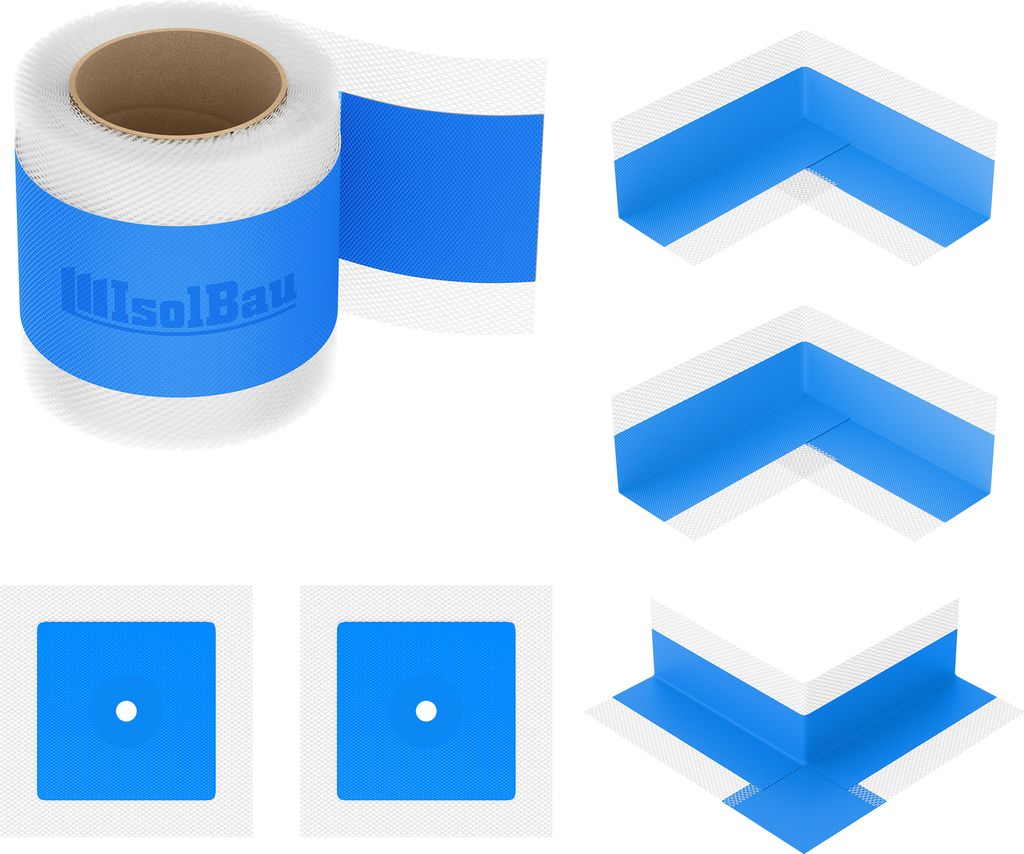 Isolbau 102B Abdichtung Bandset - Dicht-Set für den Innen und außen bereich inkl. 10 m Dichtband, 2x Innenecken, 1x Außenecke & 2x Wandmanschett...
