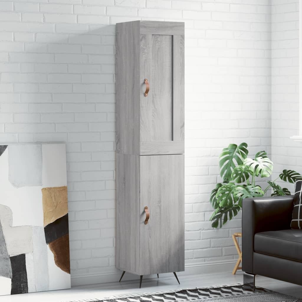 "2026 Promotion" Highboard/Vitrine/Beistellschrank - Grau Sonoma 34,5x34x180 cm Holzwerkstoff - Kommoden CC10711