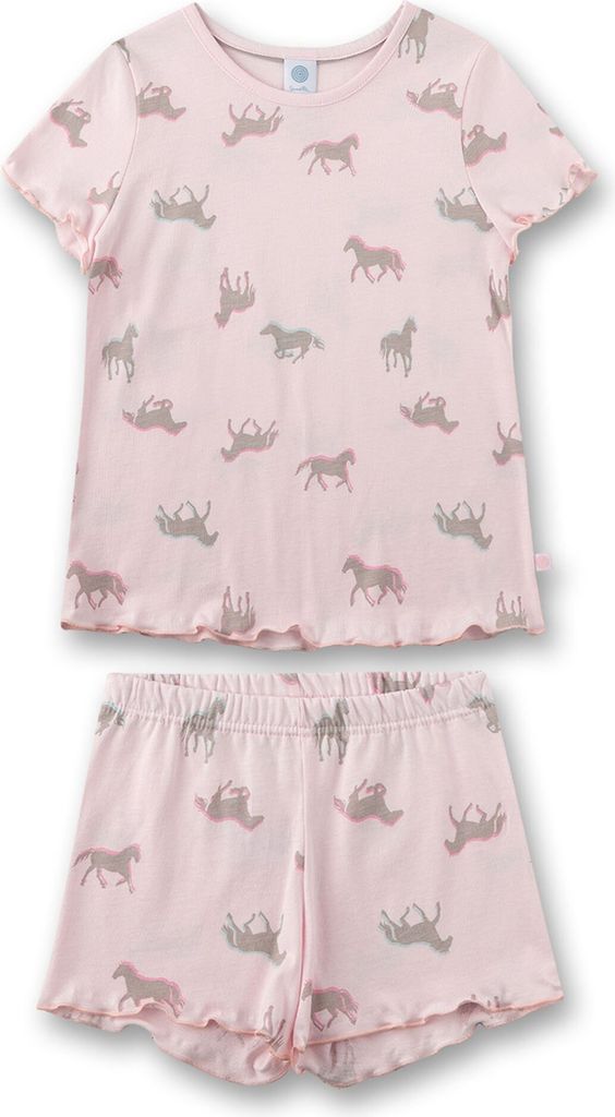 Sanetta Mädchen Schlafanzug, 2-tlg. Set - Shorty, kurz, Kinder, Baumwolle, Allover Rosa 116