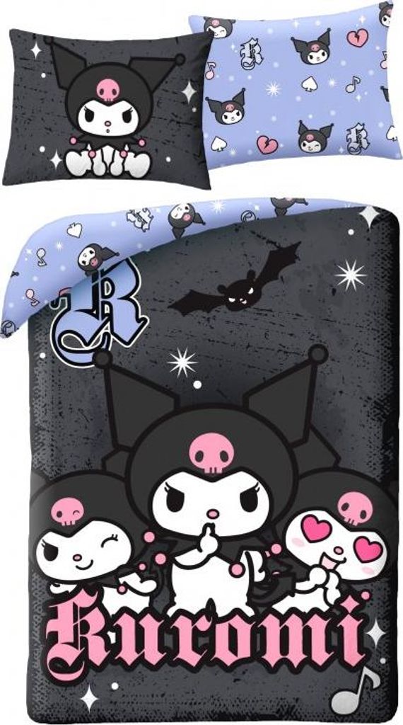 Kuromi Bettbezug 140x200 cm - 70x90 cm - Schwarz Polyester Produktbild 