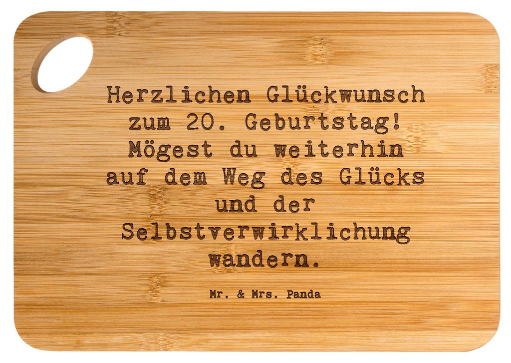 Mr. & Mrs. Panda holzschneidebrett Spruch 20. Geburtstag Glückspfad - Transparent - Geschenk, Holzbrett, handgefertigt, Happy Birthday, Geburtstag...
