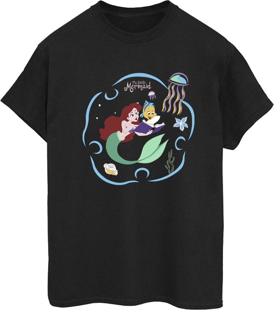 Disney - "The Little Mermaid Reading A Book" T-Shirt für Damen BI30983 (M) (Schwarz)