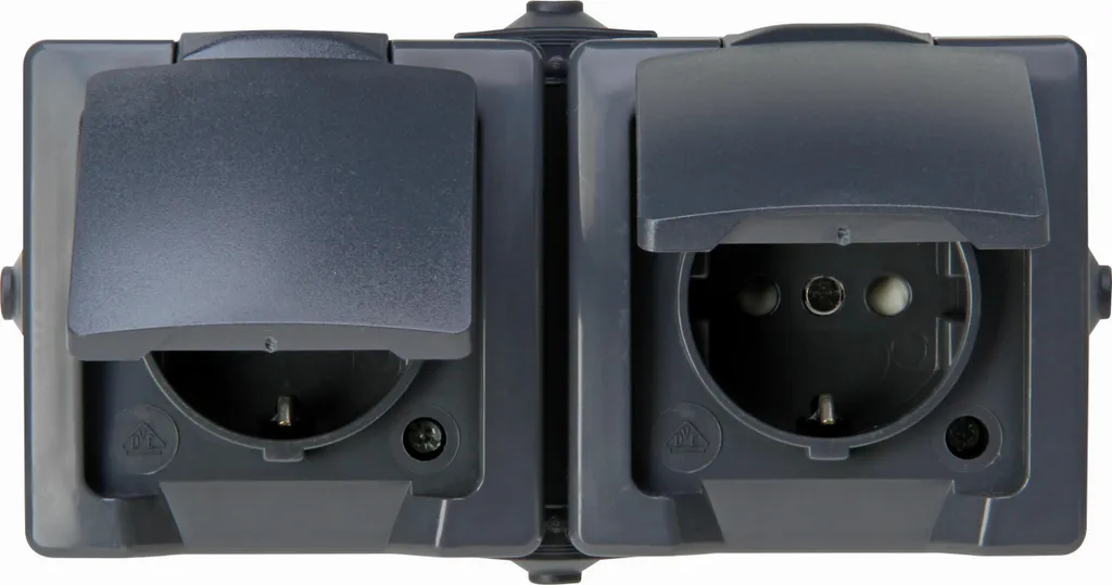 Prise double pour extérieur et garage Kopp NAUTIC anthracite étanche