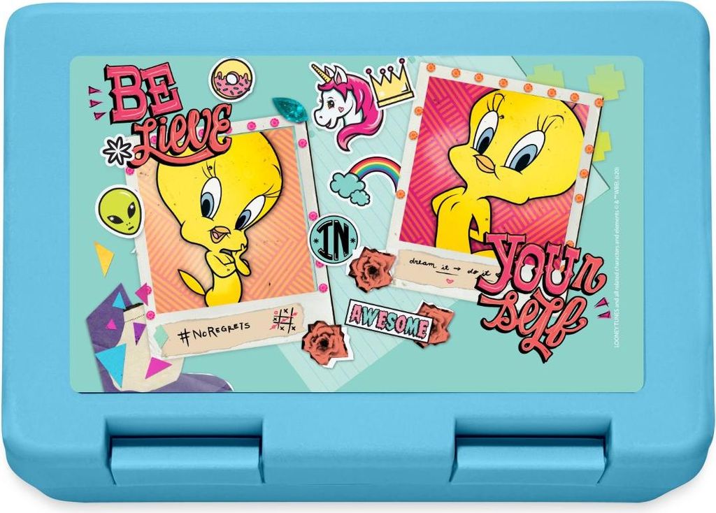 Spreadshirt Looney Tunes Tweety Be Yourself Sei Du Selbst Brotdose Lunchbox, One size, Saphirblau