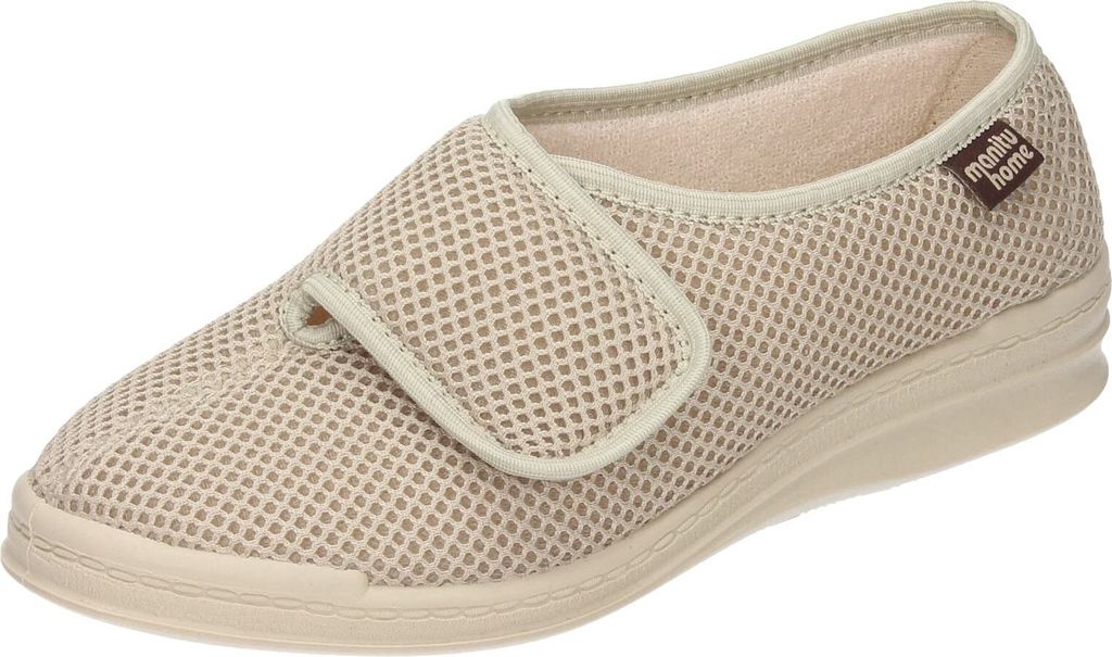 Manitu home Damen Kletthausschuhe Waffelmuster; beige 36