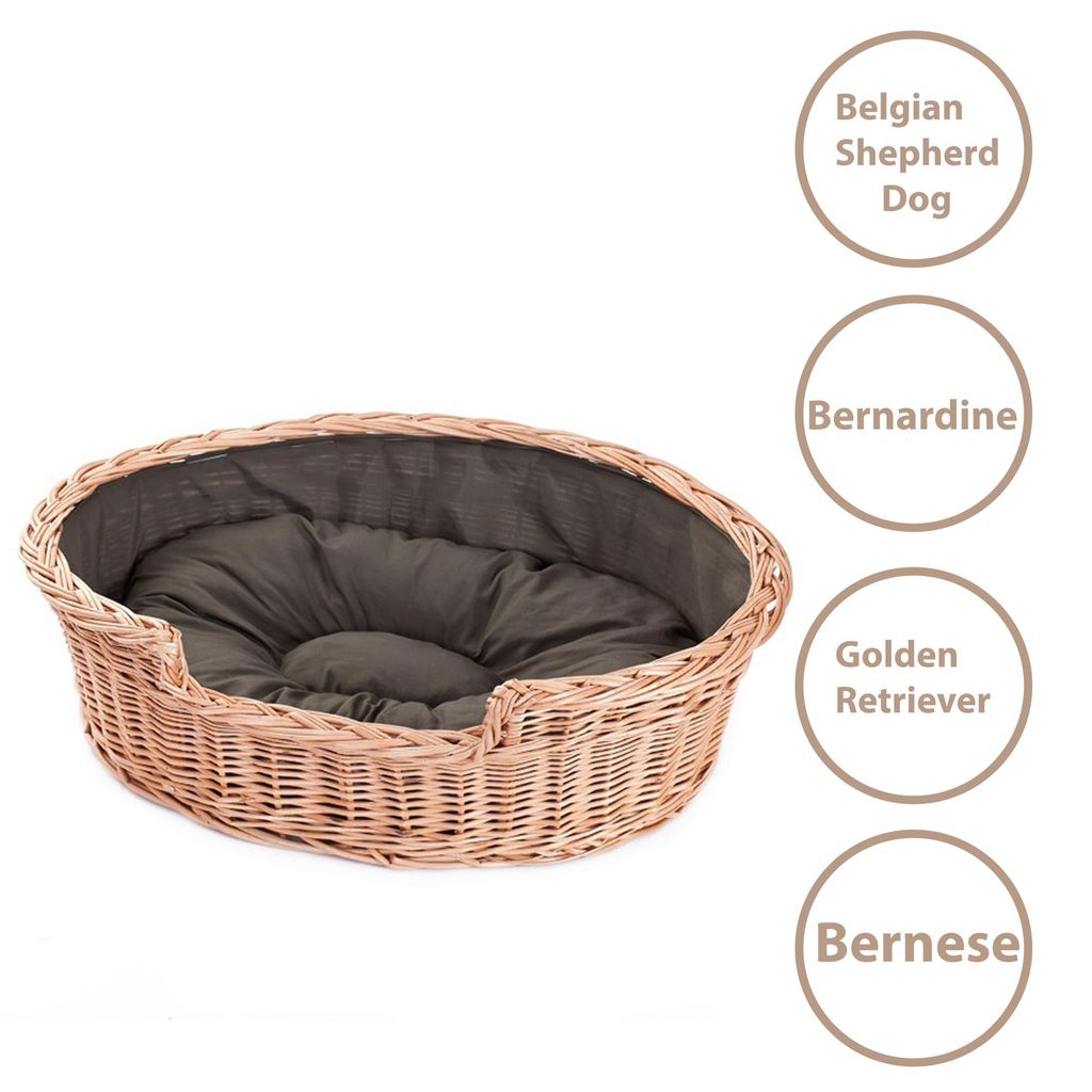 Cestino per cani in vimini ovale con cuscino 100X75 H27 CM Immagine del prodotto 