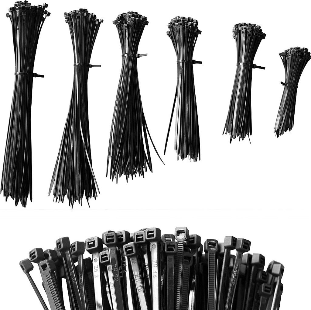 Mucola Kabelbinder Set Kabelstrapse Profi Industriequalität UV-beständig Kabelband Strapse Schwarz - 350x3.6 mm 100 Stück