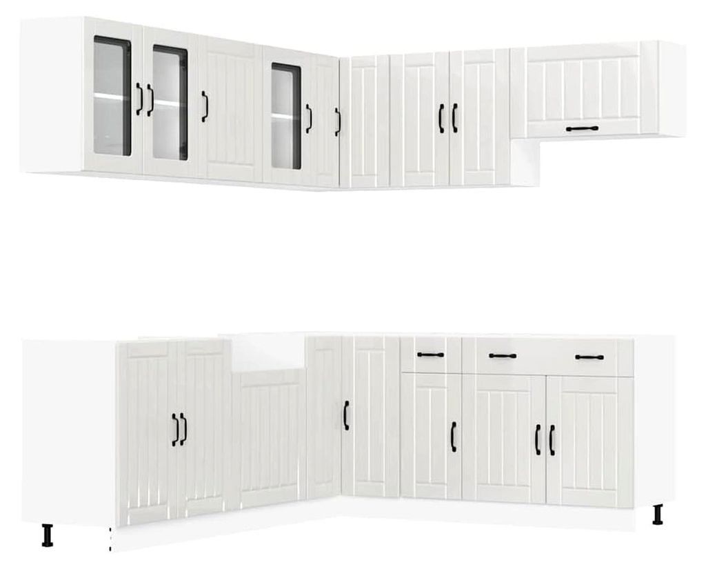 11-teiliges Küchenschrank-Set Lucca Hochglanz-Weiß Holzwerkstoff