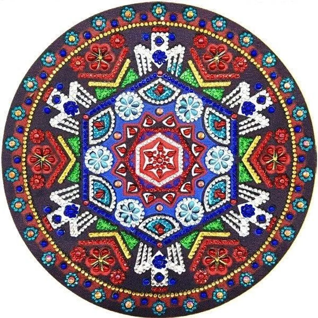 Peinture diamant Mandala géométrique 30x30 - Tableau DIY scintillant