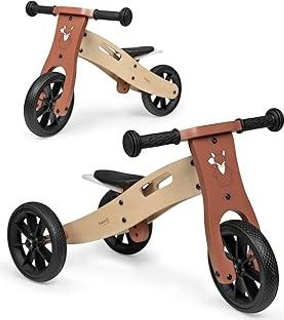 Hauck First Ride Eco, Fuchs - 2 in 1 Holz Dreirad Rutscher & Zweirad Laufrad mit 7,5 Zoll Räder für Kleinkider ab 1 Jahr bis 20 kg, mit Höhenver...