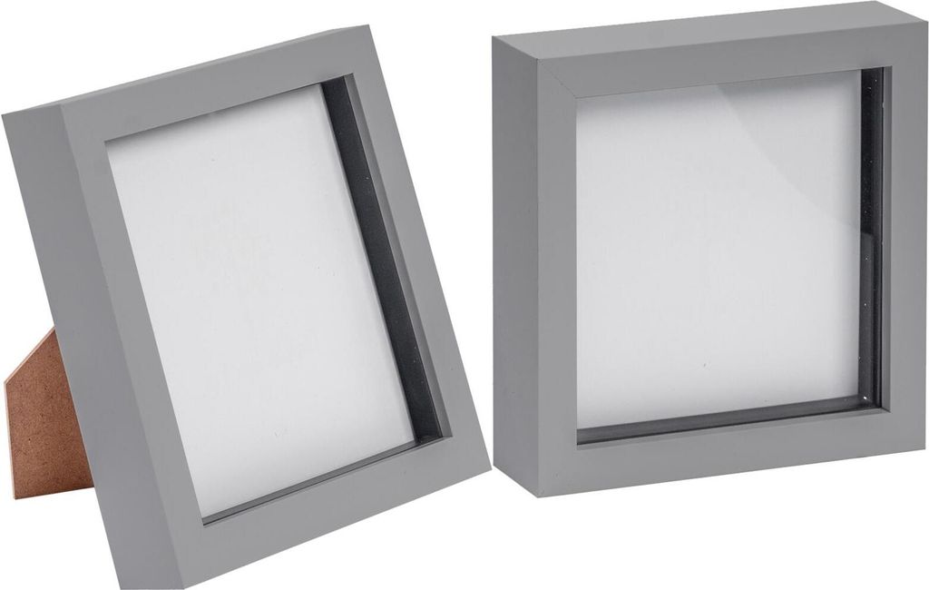 2x Grau 6" x 6" Acryl Schattenkastenrahmen - Tief Glas Foto Bild Blume Handwerk Speicher Kunst Wand Hängend Hochzeit Anzeige - Von Nicola Spring