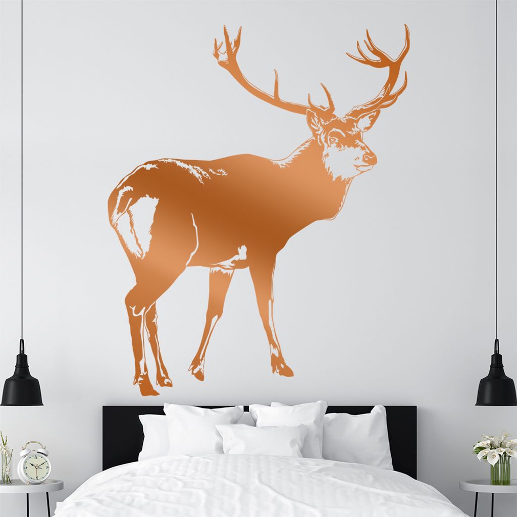 KIWISTAR Hirsch Motiv 2 Geweihträger Wandtattoo in 6 Größen - Wandaufkleber Wall Sticker - Dekoration, Küche, Wohnzimmer, Schlafzimmer, Badezimmer
