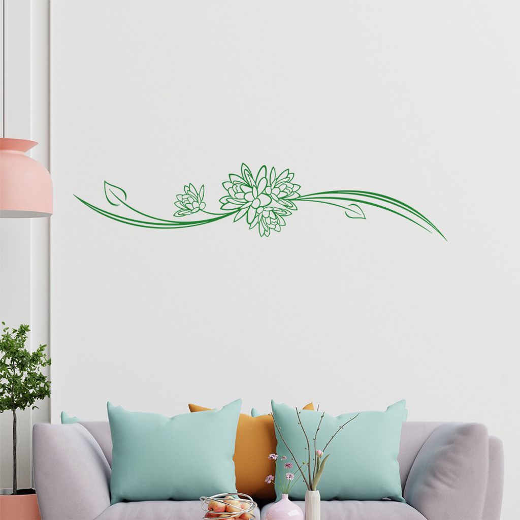 Blume - Linien Wandtattoo in 6 Größen - Wandaufkleber Wall Sticker - Dekoration, Küche, Wohnzimmer, Schlafzimmer, Badezimmer
