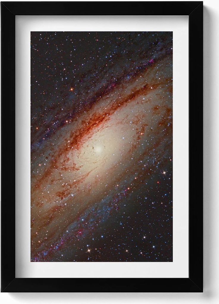 Weltraumgalaxie und Sterne– Wandbild mit Rahmen – Gerahmtes Bild – Wanddekoration – 20x30 cm – Schwarz